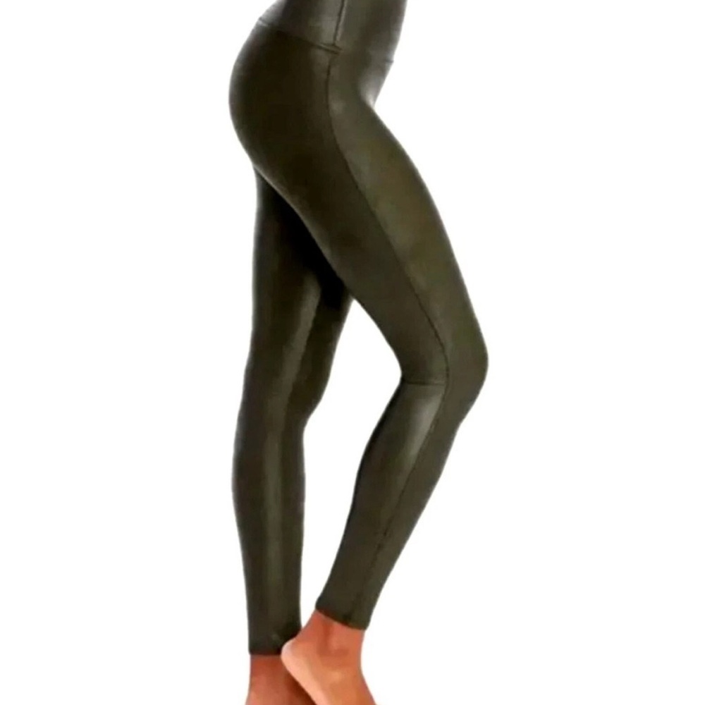 Spanx Olive Green Faux Leather Leggings (S)